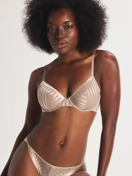 Show N' Tell Stripe Unlined Demi Bra