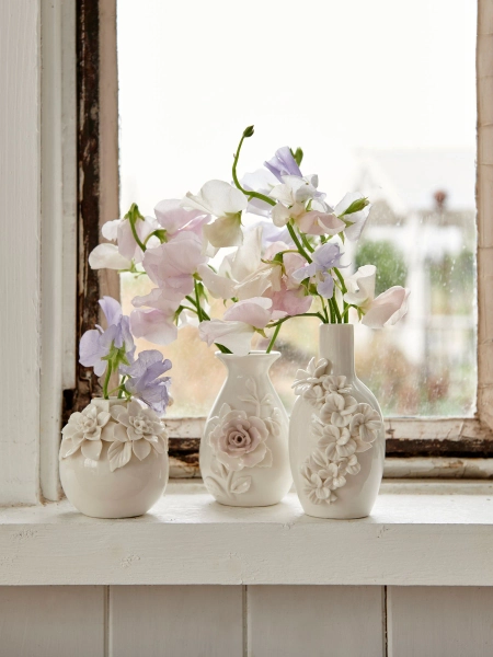Set of 3 White Bud Vases - Shabby Chic by Rachel Ashwell