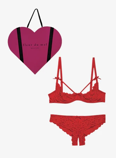 Rouge Charlotte Lace Ouvert Gift Set