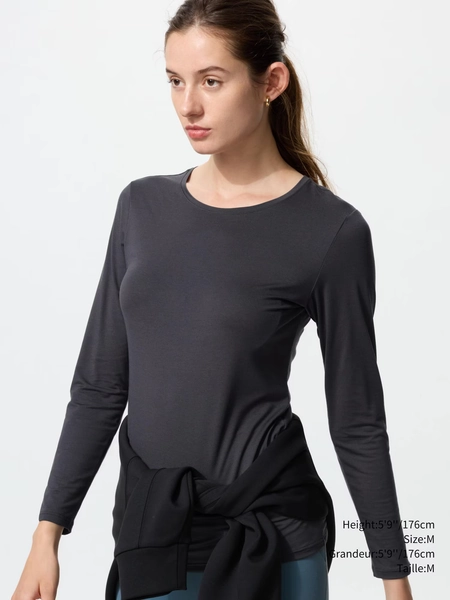 Womens HEATTECH CREW NECK T-SHIRT | UNIQLO CA