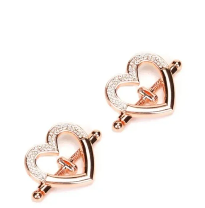 Heart-Shaped Clamps with Rhinestones