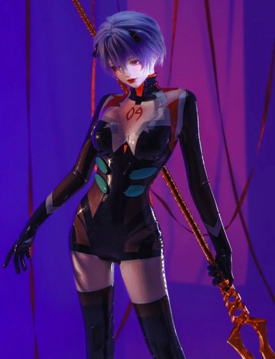 Black Rei Ayanami Latex Cosplay Costume | Made-to-measure