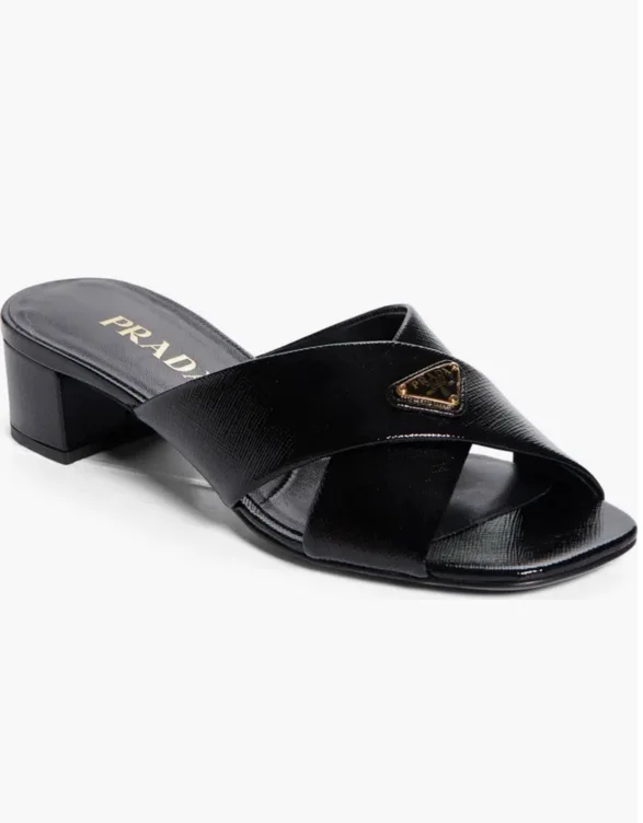 Prada Block Heel Square Toe Sandal in Pirite at Nordstrom, Size 10.5Us