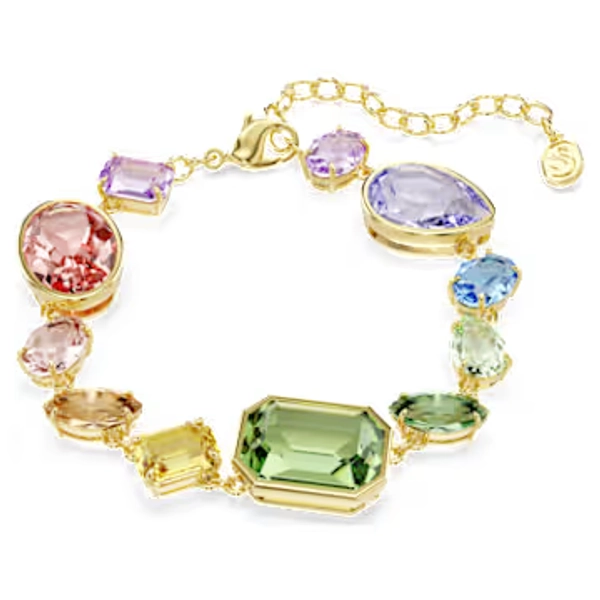 Gema bracelet, Mixed cuts, Multicoloured, 18K gold finish