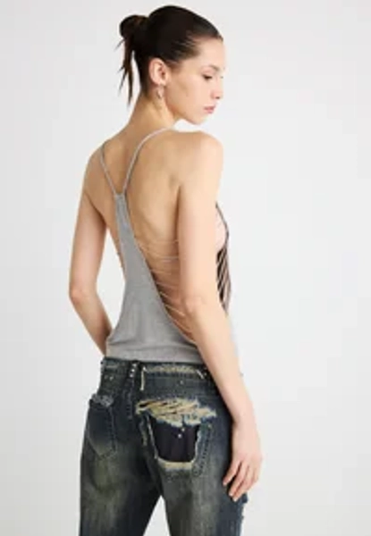 DRAPED BEAD TRIM - Top - grey
