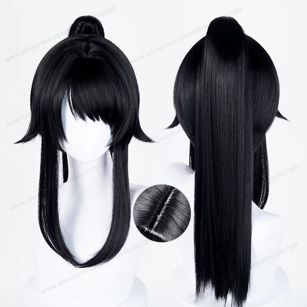Ayano Aishi-Peluca sintética para Cosplay, pelo de mujer, cola de caballo negra de 53cm, pelucas resistentes al calor de Anime - AliExpress 200165144