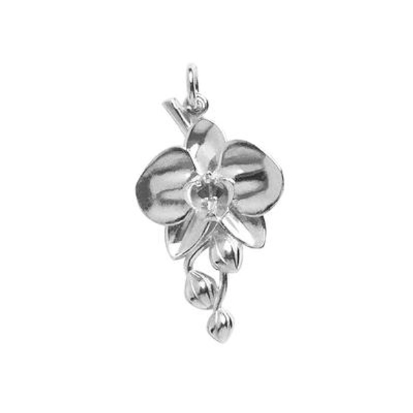Sterling Silver Moth Orchid Flower Charm Small Phalaenopsis .925 Pendant