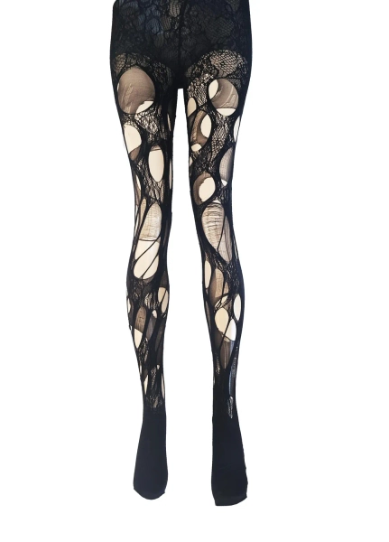 Distressed fishnet tight