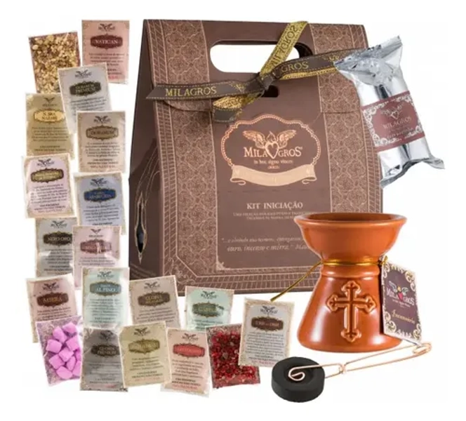 Kit Incenso Iniciação Marrom Incenso+incensário+carvão+pinça