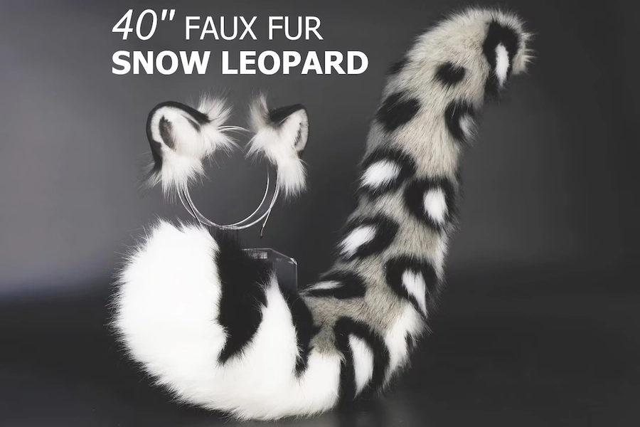 Realistic Faux Fur White Gray Snow Leopard Ear and Tail Set Anime Cosplay Leopard Tail and Ear Set Petplay Halloween Animal Role Playing - Etsy