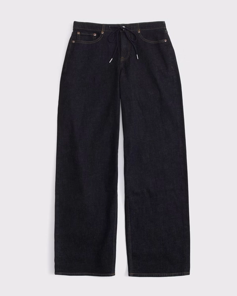 Curve Love Linen-Blend Low Rise Ultra Loose Drawstring Jean