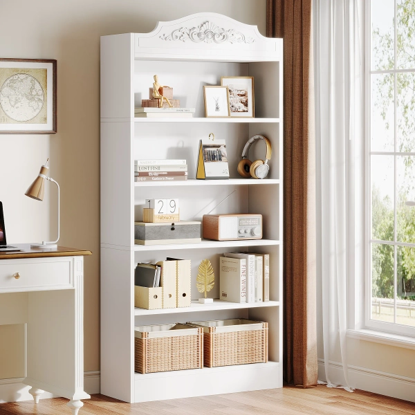 Handmade Patchwork 31.5" Wide Tall Bookshelf with Cabinet, Oak