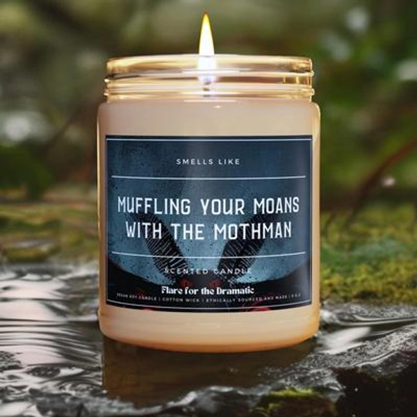 Smells Like Muffling your Moans with the Mothman Scented Soy Candle | Reader Funny Gift, Fictional Men, Monster Romance, Urban Legend