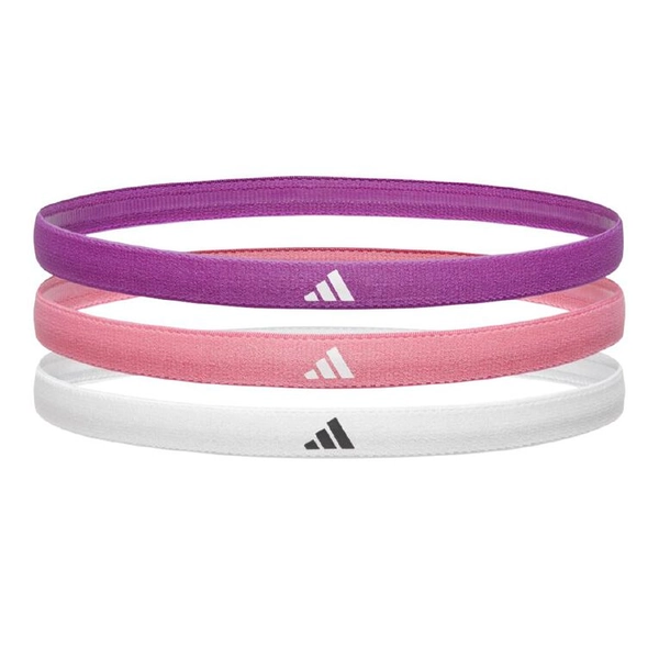Adidas Hairbands 3 Pack Purple Burst Bliss Pink & White One Size