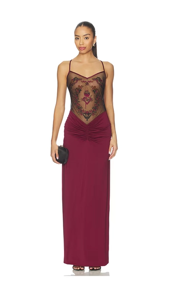 Thistle and Spire Immaculate Slip Dress in Burgundy. - size S