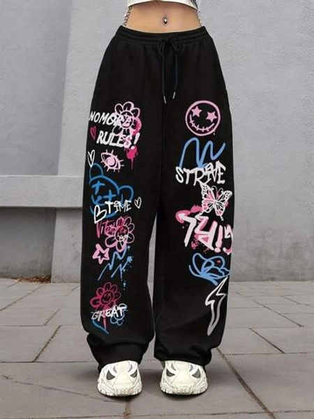 Women's Printed Hip-Hop "Fun Graffiti" Personalized Pattern Printed Street