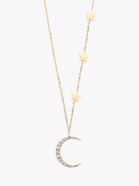 Estella Bartlett Statement Moon and Stars Pendant Necklace, Gold