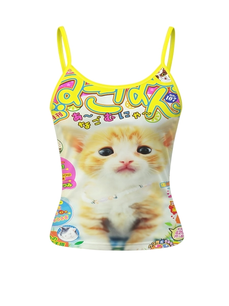 Cute cat print t-shirt - Temu