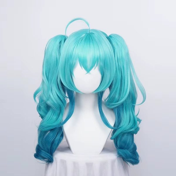 Vocaloid Miku vert dégradé bouclés 55 cm de Long Cosplay perruques 
