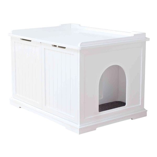 TRIXIE Wooden Pet House White Litter Box, 29.5" L X 20" W X 20.75" H