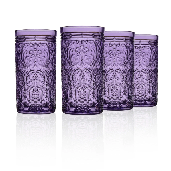 Godinger Silver Art Co Jax Glass Highball 14 oz - Purple