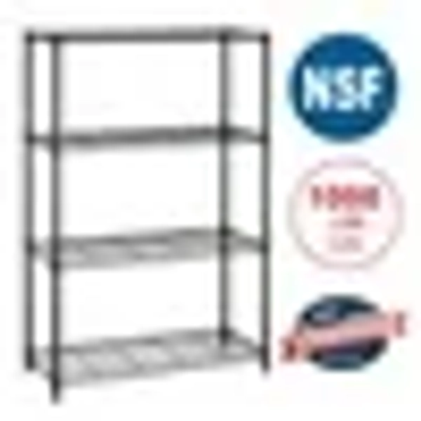 BestOffice 4 Shelf Wire Shelving Unit Garage NSF Wire Shelf Metal Storage Shelves Heavy Duty Height Adjustable for 1000 lbs Capacity Black