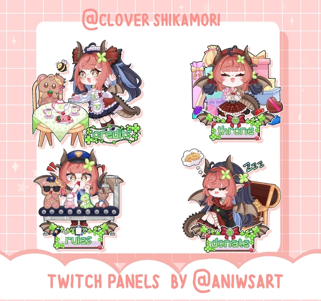 Custom Twitch Panels — Chibi Full-Body by Ani (@aniwsart)
