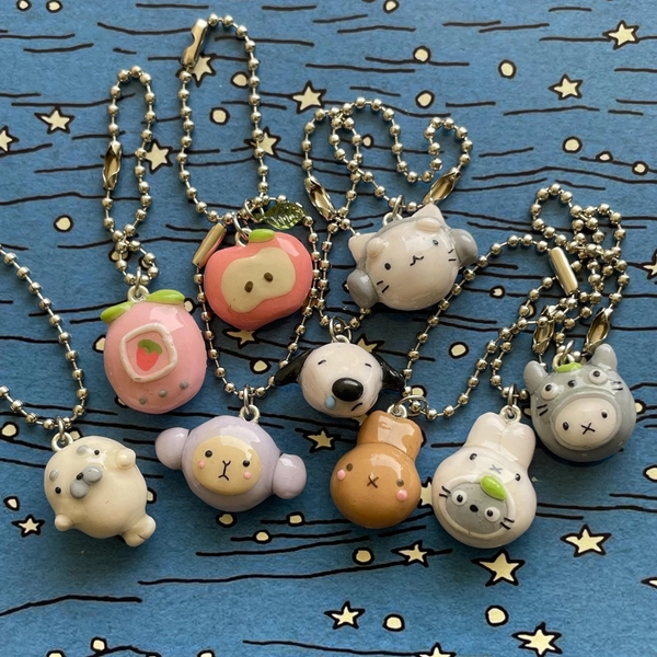 Handmade Polymer Clay Charm Keychain: Cutesy Animal Keyring