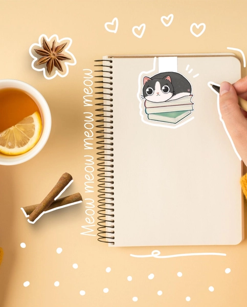 Gray & White Kitten Magnetic Bookmark