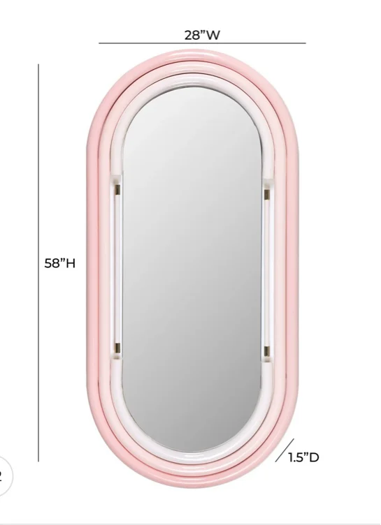 TOV Furniture Large Mirror Pink Neon Wall Mirror