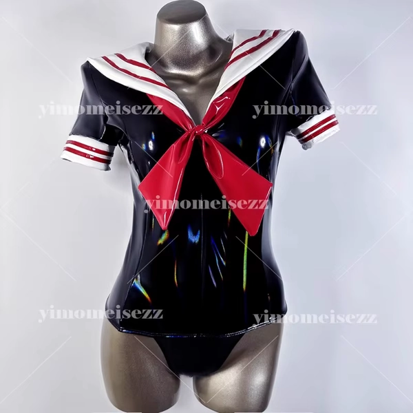 customized One piece sailor suit colorful swimsuit performance suit comic exhibition jumpsuit mirror PU leather bodysuit - AliExpress