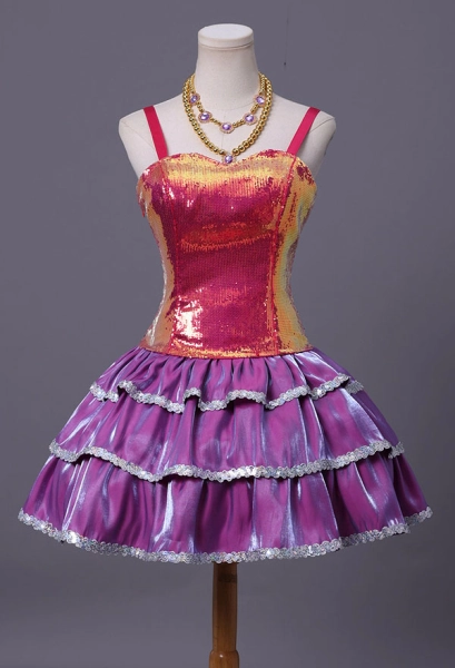 Barbara Doll Cosplay Costume Sequin Dress with Necklace and Bracelet