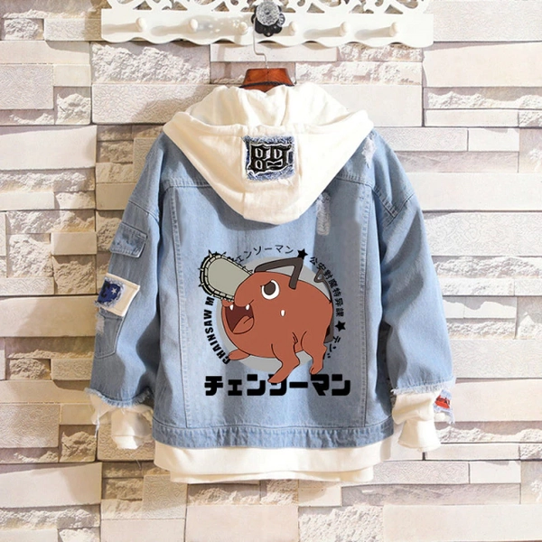 Cute Anime Chainsaw Man Denim Jacket - Chainsaw Man Store