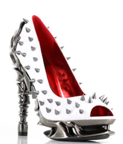 Hades TALON White Spiked Stud 5" High Spinal Chrome Heels Platform Peep Toe 6-11 | eBay
