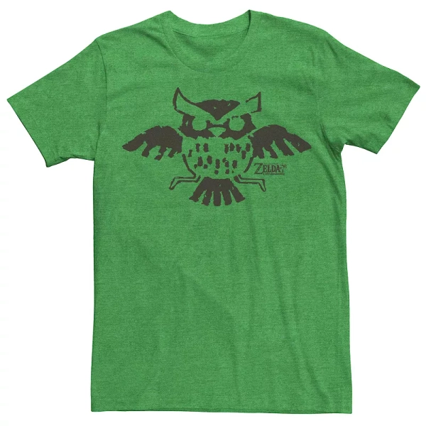 Licensed Character Men's Nintendo Link's Awakening Owl Hieroglyph Portrait Short Sleeve Tee, Size: XXL, Kelly Grey