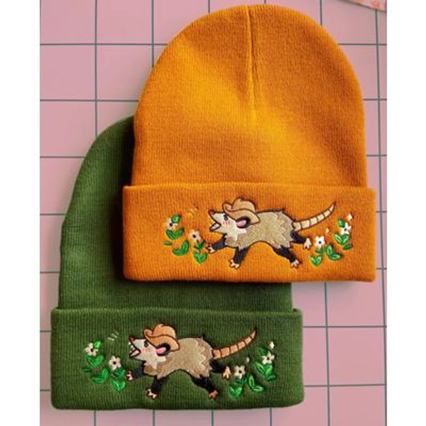 Cowboy Possum | Beanie Hat, Green, Orange, or Violet!