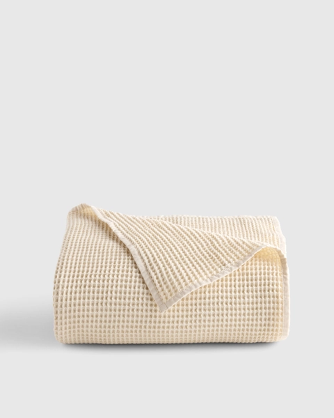 Organic Waffle Bed Blanket in Undyed