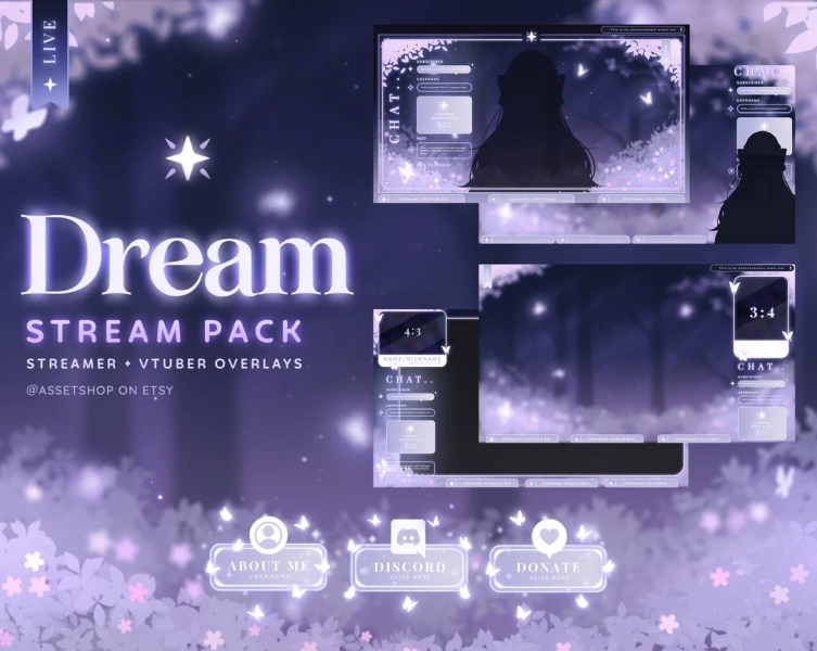Dream Twitch Streamer Pack - Customizable | Overlay | Purple | Butterfly Forest Aesthetic | Vtuber Scenes | Just Chatting | Gaming | Modular - Etsy Philippines
