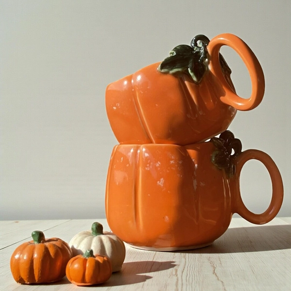 Handmade Ceramic Pumpkin Mug: Fall Decor With Leaf Handle - Etsy