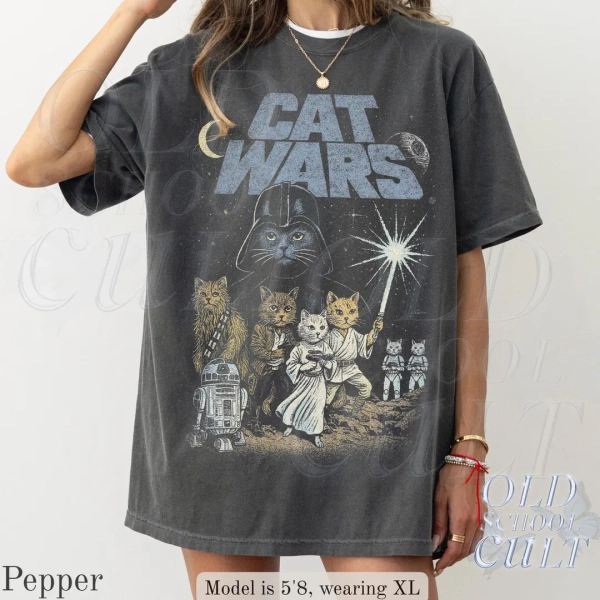 Cat Wars Vintage 90s Graphic Shirt, Retro Space Cat Comfort Colors® Tee, Funny Cat Warrior Shirt, Cat Lovers Gift, Sci-fi Top, Nerdy Cat Tee - Etsy South Korea