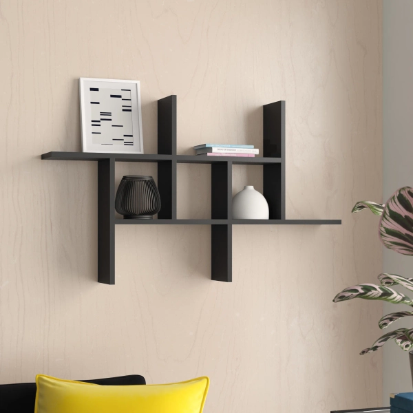 Suffield 4-Shelve Manufactured Wood Asymmetrical Tiered Shelf