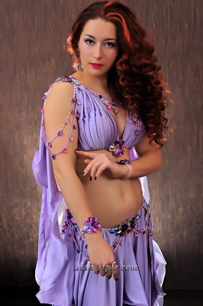 Purple Belly Dancing Costumes - Aida Style