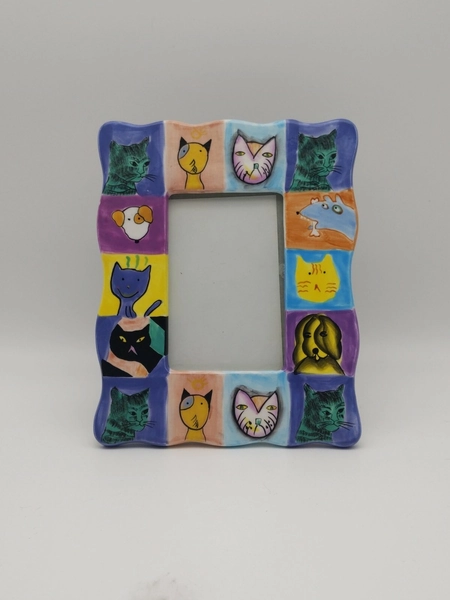 Dog & Cat Colorful Ceramic Picture Frame