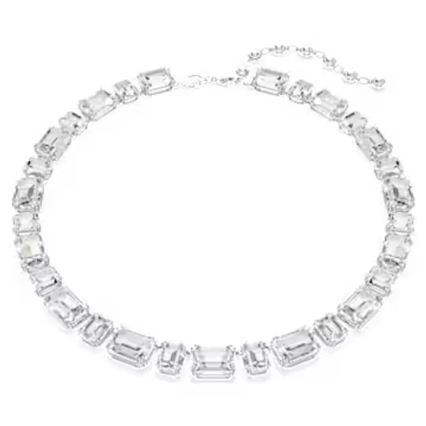 Millenia necklace, Octagon cut, White, Rhodium plated