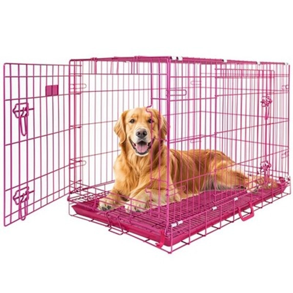 Homey Pet Pink Dog Cage Large Dogs, 42" Dog Crate Big Collapsible XL Dog Kennel | eBay