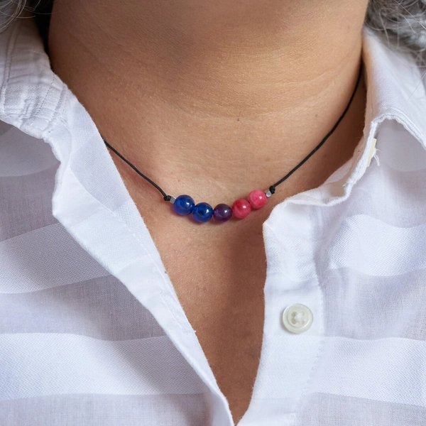 Bisexual pride necklace - natural agate jewellery