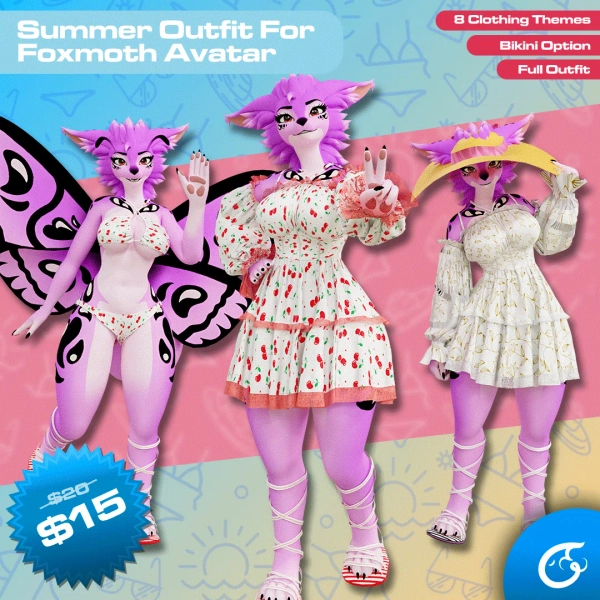 Summer Outfit For Foxmoth | VRChat Clothing  by perfecto on Jinxxy