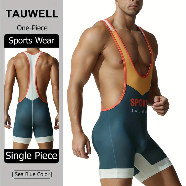 Tauwell Men's All-in-One Training Suit - High-Density 4-Way Stretch Quick-Dry Gym Wear with Support & Thermoplastic Shaping Technology | Weightlifting, Wrestling, MMA Workout Outfit | Sleeveless -Building Athletic Wear with Fit & Full-Body Support |