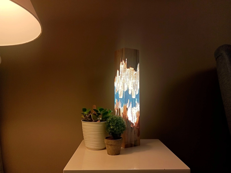 Monolith Resin Lamp: Epoxy Resin & Wood Night Light