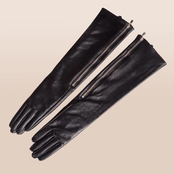 Women’s Real Leather Opera Gloves Evening Style with Side Zipper | Luxury Party Formal Dress